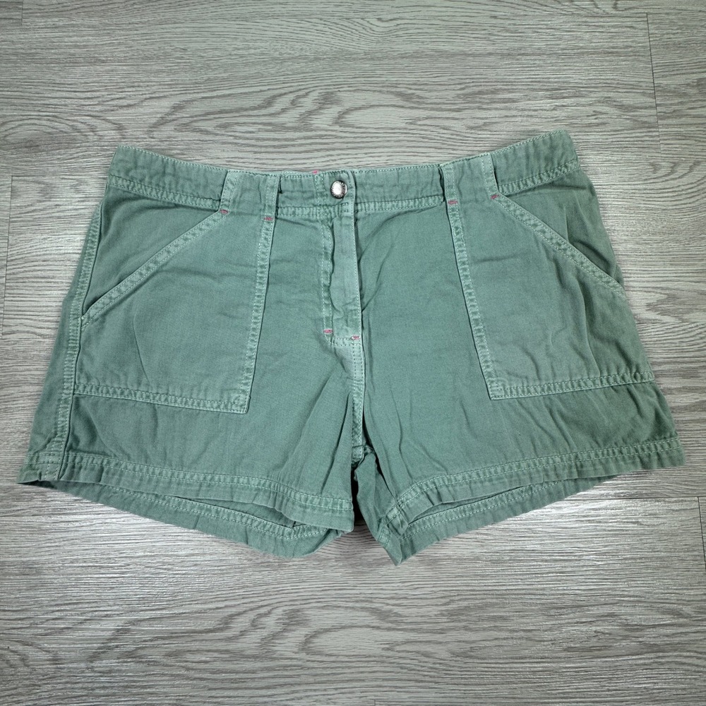 Sanctuary Women's Cargo Shorts‎ Green Medium Cotton Utility Mid Rise Casual